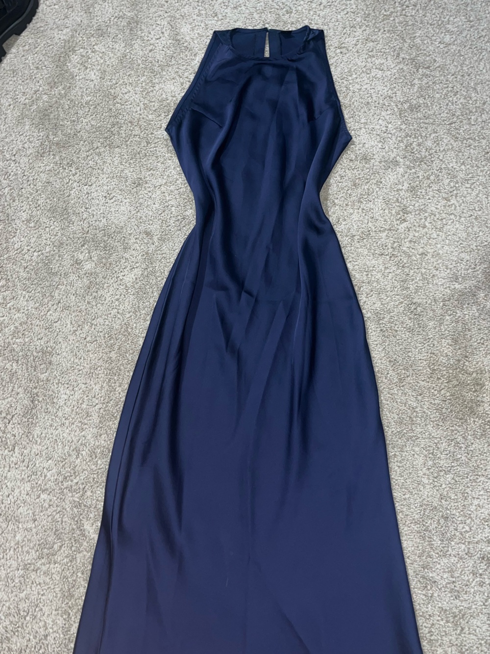 Navy Blue Satin Dress